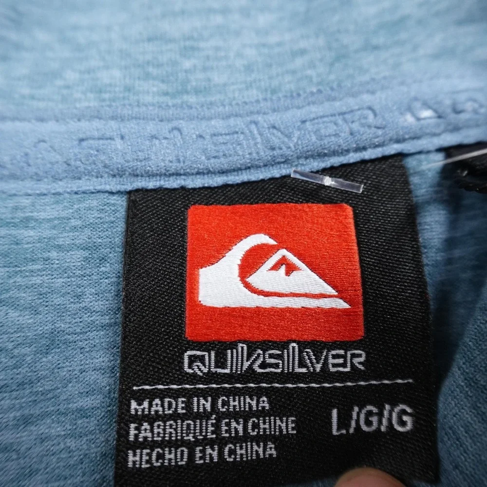 NEW Quiksilver Jacket Mens L Blue DryFlight Full Zip Skate Surf Windbreaker Coat
